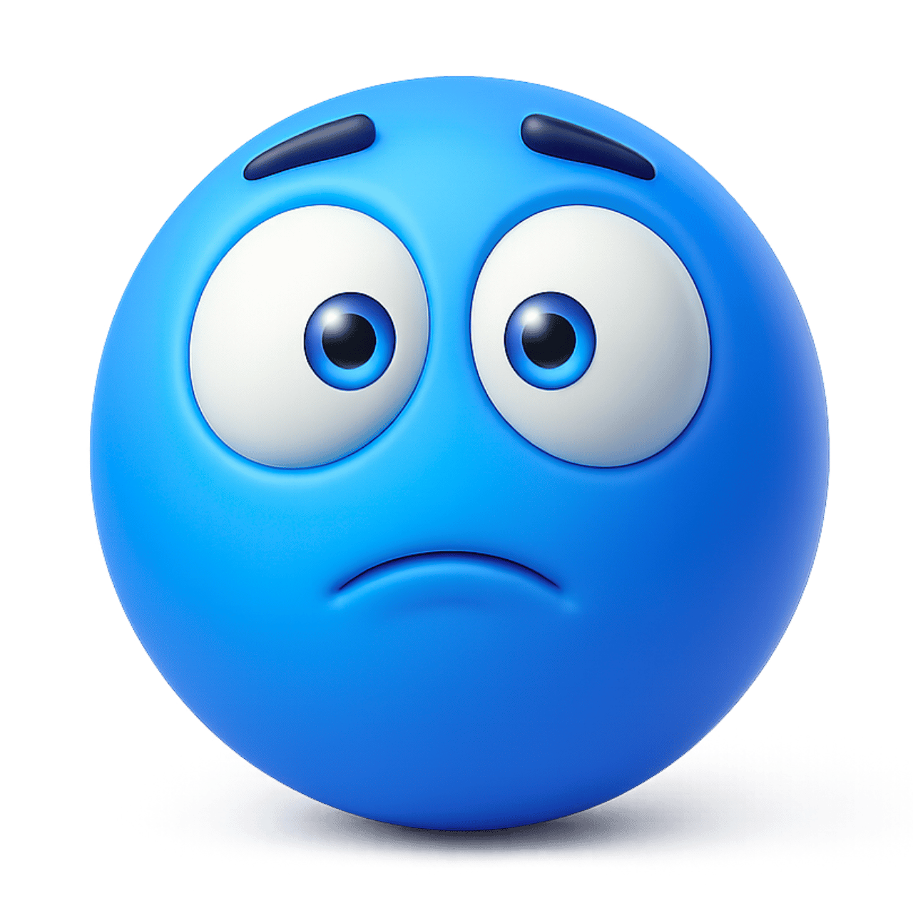 Appalled Blue Emoji with Wide Eyes and Sad Expression